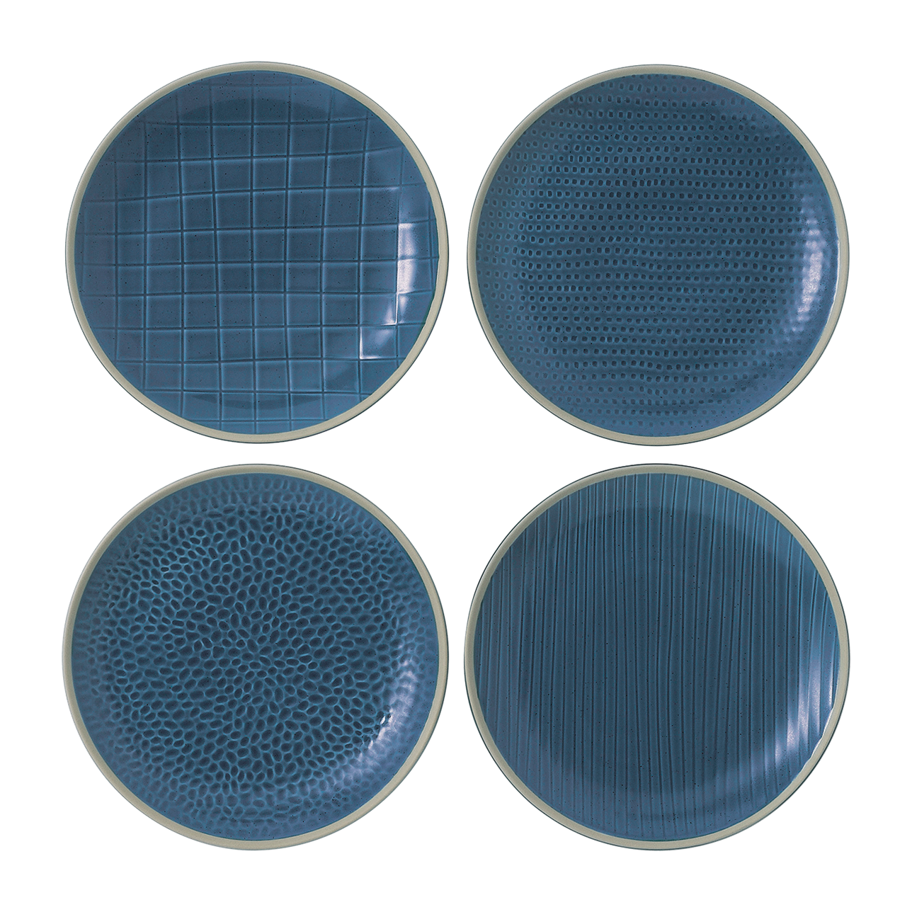 Mixed Pattern Blue Side Plates (Set of 4)