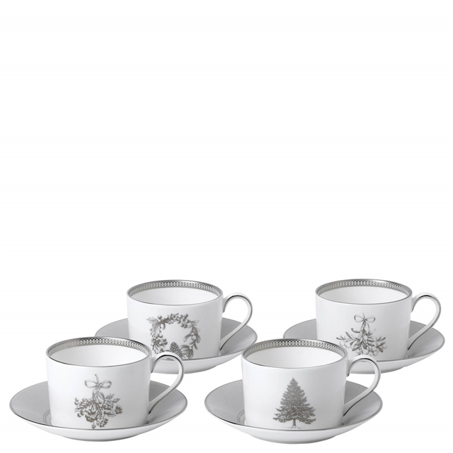wedgwood.com | Winter White Teacups & Saucers, Set of 4