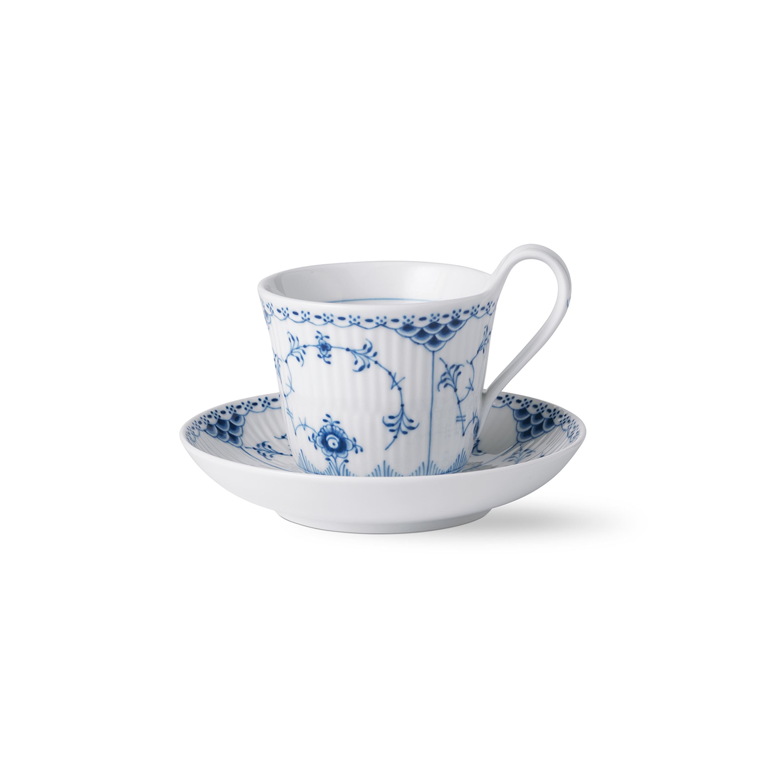 Royal Copenhagen Blue Fluted Half Lace Coffee Cup 24 Sets Available 